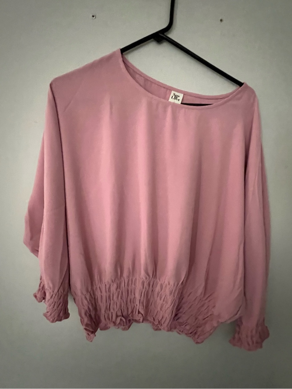 Sew In Love Dusty Pink Long Sleeve Smocked Hem Blouse